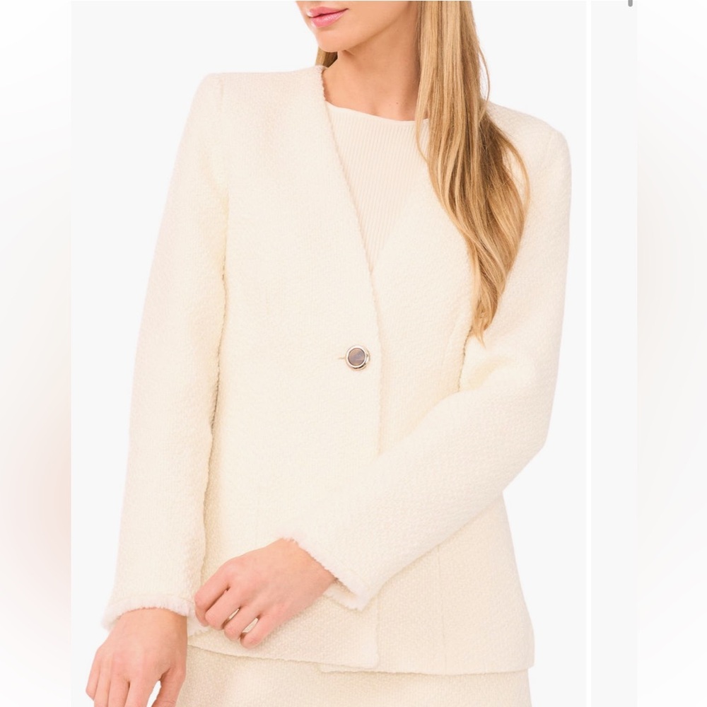 Ted Baker Tweed V Neck Blazer Vanilla Ice size 6